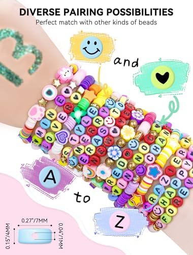 ARTDOT 1400 Pieces Letter Beads for Friendship Bracelets Making Kit, 28 Styles Assortment Jewelry Making Supplies Alphabet Beads Set with Cases Preppy Crafts Gifts, Black Multicolor Box Packed - Image 4