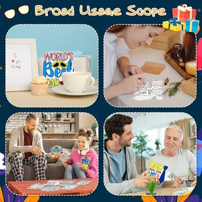 Moinchore 48 PCS Father's Day DIY Coloring Craft Kit, Color Your Own Cards and Decorations, Happy Father's Day Party Favors, Holiday Activity Supplies, Gifts for Best Dad - Image 5