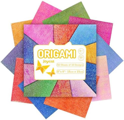 JoyCat Textured Origami Paper, 50 Sheets with Artistic Patterns, 6x6 Inch by JOYCAT