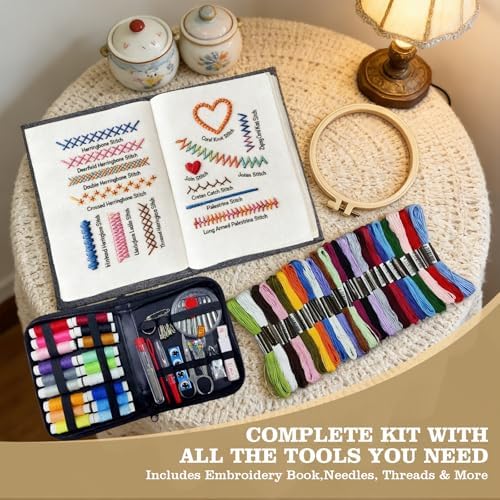 JINSILU Beginner Embroidery Stitch Book Kit, 86-Piece Set, 24 Colors - Image 3