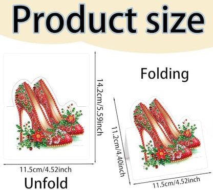 jinglinhh 6pcs Diamond Art Painting Christmas High Heels Greeting Cards with Envelopes, DIY Card Making Kits for Adults, Diamond Art Postcards Christmas Cards Craft Gifts - Image 2
