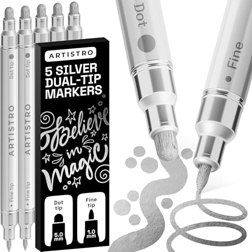 ARTISTRO Silver Dual-Tip Acrylic Paint Marker Pens - Set of 5 by ARTISTRO