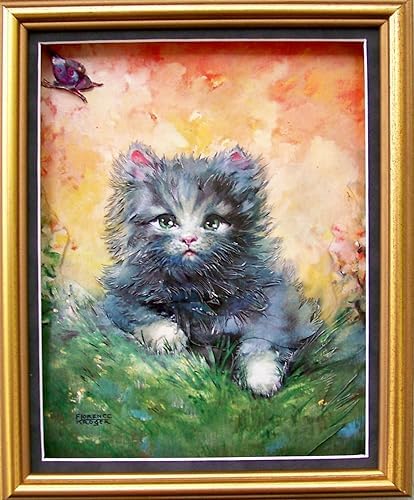 DSC Gray Kitten & Butterfly - Paper Tole 3D Decoupage Craft Kit Size 8x10 inches K51620 (The Additional Pictures Show Examples This Craft Kit Assembled and Framed in a Shadow Box Frame) - Image 2