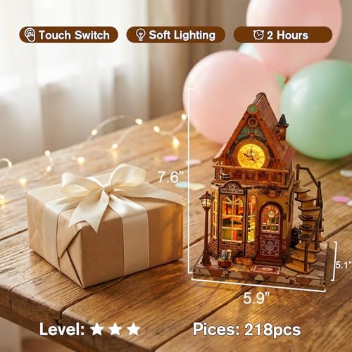 Book Nook Kit - DIY Miniature House,Book Nook Kit for Adults 3D Puzzle with LED,Halloween Birthday Gift for Adults, Creative Mini Building Kit for Bookshelf Decor, Gifts for Family Friends - Image 2