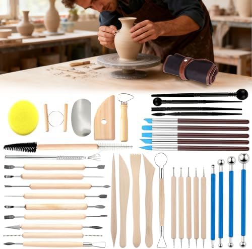 Pottery Clay Sculpting Tools Kit: 39Pcs Foam Clay for Stippling Carving Shaping Molding with Storage Bag - Air Dry Clay for Professional Polymer Artists Even Beginners - Image 7