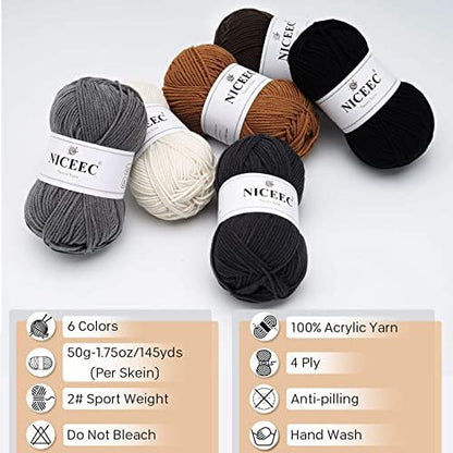 NICEEC 300g Soft Assorted Colors Yarn 100% Acrylic 870yds -Series 6 - Image 4