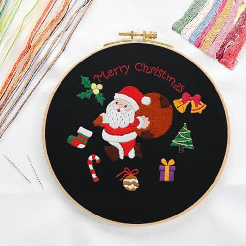 CREAWONDER Canvas Tote Bag Embroidery Kit with Pattern for Beginners, Arts and DIY Embroidery Crafts Kits for Adults, Include Instructions, Thimble, Embroidery Hoops, Color Threads and Tool - Image 3
