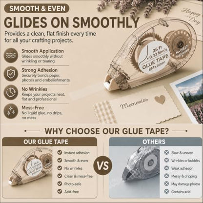MARCADORUS Glue Tape Roller, Double Sided Scrapbook Tape, 208 Ft Total - Image 4