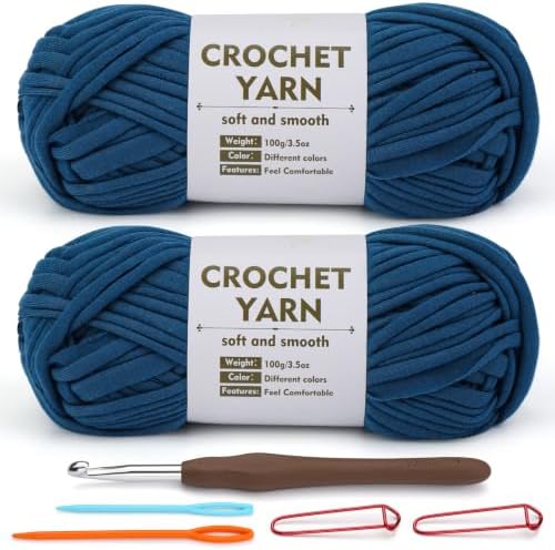 SHWAKK 2 Pack T-Shirt Yarn Set, Milk Blue Knitting Crochet T Shirt Yarn by SHWAKK