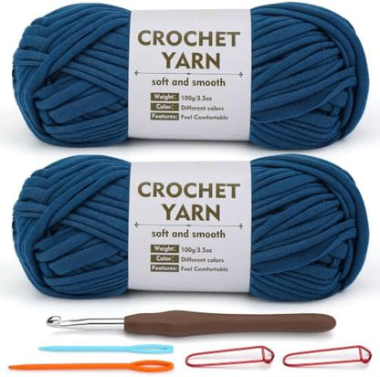 SHWAKK 2 Pack T-Shirt Yarn Set, Milk Blue Knitting Crochet T Shirt Yarn by SHWAKK