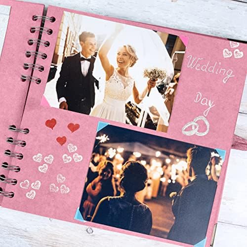 Bstorify Square Scrapbook Photo Albums 8 x 8 Inch Pink Thick Paper, Hardcover, Metal Corners, Ribbon Closure - Ideal for Your Scrapbooking Albums, Art & Craft Projects - Image 5