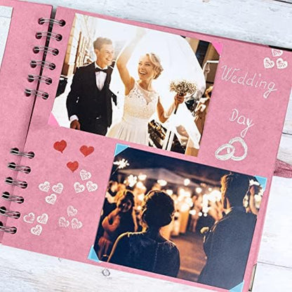 Bstorify Square Scrapbook Photo Albums 8 x 8 Inch Pink Thick Paper, Hardcover, Metal Corners, Ribbon Closure - Ideal for Your Scrapbooking Albums, Art & Craft Projects - Image 5
