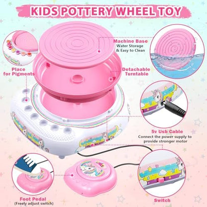 Cmiolacuna Pottery Wheel for Kids, Unicorn Kit with Air-Dry Clay, Ages 8-12 - Image 5