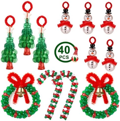 LIHAO 40PCS Christmas Crafts for Teens Boys Girls, Beaded Ornament Kit by LIHAO
