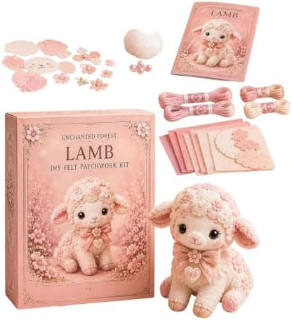 Pink Woodland Friends DIY Felt Patchwork Kit, Pastoral Wild Creatures Handicraft Activity, Manual Tailoring Bundle for Cute Ornament Shelf Décor Quilting Crafting Creative Gift Projects (Pink#F) by Unknown