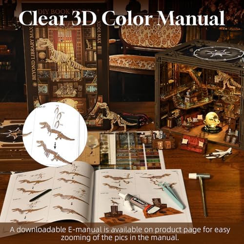 MiniCity Beyond Library Book Nook Kit, Wooden Miniature House with LED - Image 6