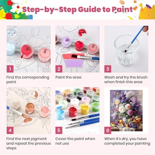 Still Life with Fruits and Flowers Paint by Numbers Kits for Adults, Paint by Number Beginner, Flower, Canvas Painting by Numbers for Adults, Easy Oil Painting Kits for Gifts Home Decor 16x20 Inch - Image 7