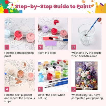 Still Life with Fruits and Flowers Paint by Numbers Kits for Adults, Paint by Number Beginner, Flower, Canvas Painting by Numbers for Adults, Easy Oil Painting Kits for Gifts Home Decor 16x20 Inch - Image 7