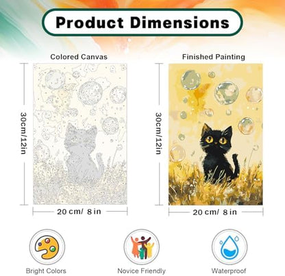 Framed Paint by Numbers Kit for Adults Beginner & Kids Ages 8-12, Black Cat Paint by Numbers with frame, without Easel, DIY Acrylic Number Painting for Adults Animal for Home Decor Gift 8 x 12 Inch - Image 4