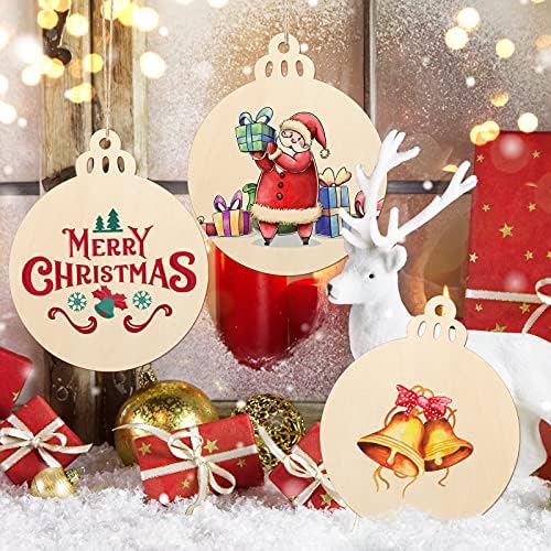 Large Size 7" Wooden Christmas Ornaments to Paint, DIY Blank Unfinished Round Wood Discs Ornament for Crafts Hanging Decorations(10PCS) - Image 3