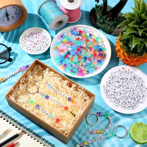 Landical 564 Pcs Back to School Star Keychain Making Kit Name Bead Craft - Image 2