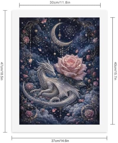 Bozfoxa Paint by Numbers Kit for Adults Beginner Silver Rose Dragon - Image 2