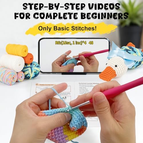 Totiro Crochet Kit for Beginners, Ducks Amigurumi Starter Kit, Easy DIY Craft Set with Step-by-Step Video Tutorials, 2 Pack Animal Crochet Pattern Learning Kit for Teens Adults Birthday Gift - Image 2