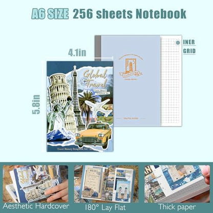 Travel Scrapbooking Supplies Kit, A6 Notebook, Vintage Junk Journaling Kit - Image 4