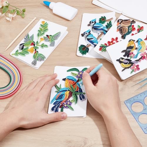 WEBEEDY 20 Sets Paper Quilling Kit for Adults Beginners DIY 5 Styles Birds Quilling Card Kit Animals Greeting Card Making Kit with Instruction DIY Quilling Supplies for Halloween Christmas Party Gifts - Image 5
