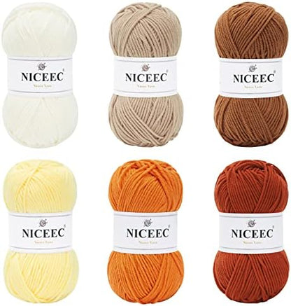 NICEEC 300g Soft Assorted Colors Yarn 100% Acrylic 870yds -Series 8 by NICEEC