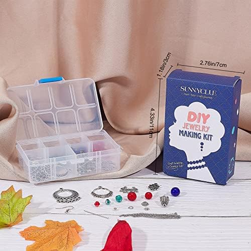 SUNNYCLUE 1 Box DIY Make 10 Pairs Chandelier Bohemian Earring Making Kit Including Flower Tibetan Style Caps Link Connector Charms Glass Beads for Adults Women DIY Earring Jewellery Making - Image 7