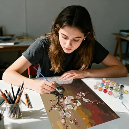 AIRDEA Flowers Paint by Numbers for Adults,Cherry Blossoms Painting by Number Kits on Canvas,Frameless,16x20in DIY Acrylic Painting for Beginner,Home Wall Decor,Vase on Table - Image 5