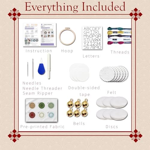TenDawn Personalized Christmas Embroidery Ornament Kit, Set of 6 DIY Wreath Decorations with Customizable Letters – Handmade Holiday Ornaments for Tree & Gift – Rustic Christmas Decor - Image 5