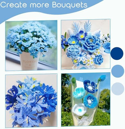AHAMETON 620Pcs Blue Pipe Cleaners Flower Kit,Chenille Stems Craft - Image 6