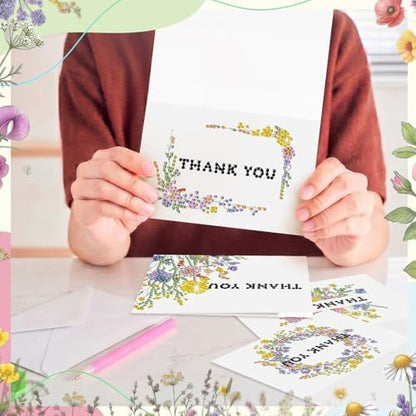 Saillong 12 Pack Thank You Diamond Painting Greeting Cards with Envelopes - Image 2