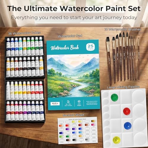 Nicpro Watercolor Paint Set for Adults, 36 Colors Watercolor Tube Set - Image 2