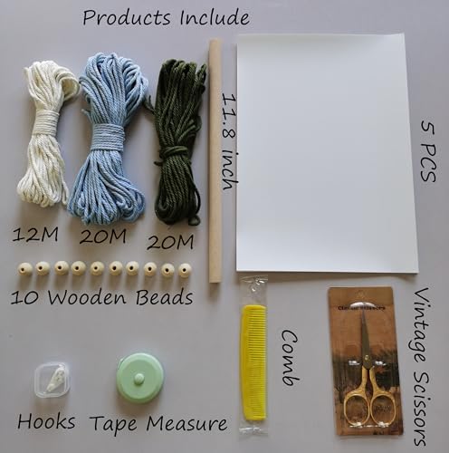 Jditngp DIY Macrame Leaf Wall Hanging Beginners Boho Wall Leaf Tapestry Kit Handmade Woven Tapestry Feather Wall Hanging DIY Macrame Kit for Adults Birthday Gift DIY Craft Kits 11.8inch (Green,Blue) - Image 2