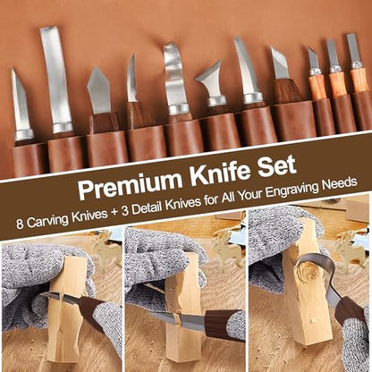 Wood Carving Tools Whittling Kit For Woodworking Hobby Wooden Carving Knife Sets For Beginners with Leather Storage Bag DIY Art Craft Gift - Image 3