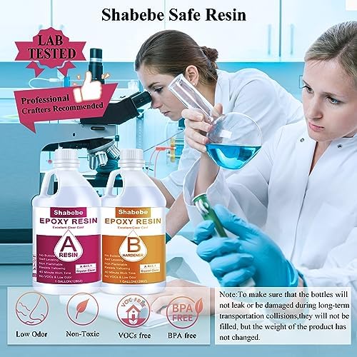 Shabebe Epoxy Resin, 2Gallon Epoxy Resin Crystal Clear, Not-Yellowing No-Bubble,Self Leveling Easy Pour/Mix 1:1 Casting Kit & Coating for DIY Jewelry Making, Art Resina Clear Crafts,Molds,River Tables - Image 3