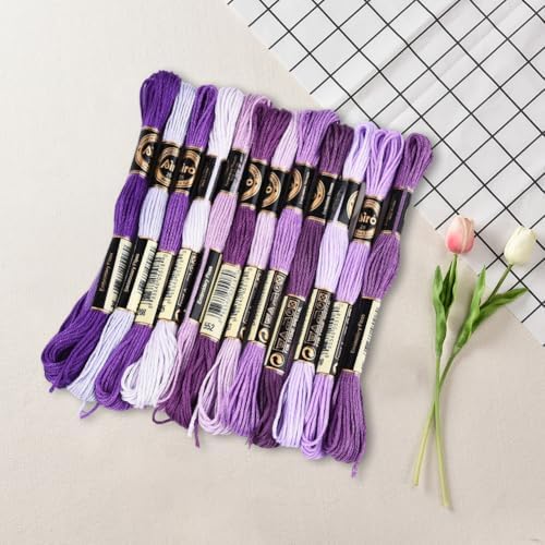 12 Skeins 6 Strands Purple Embroidery Floss String for Knitting - Image 3