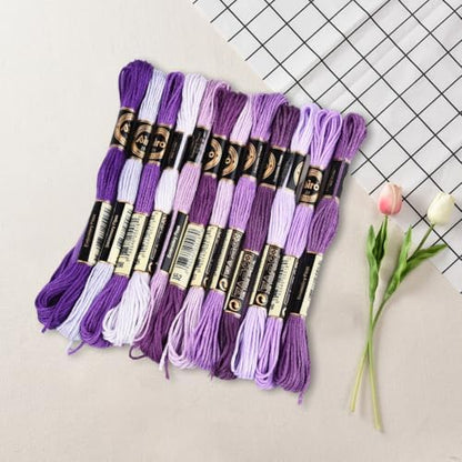 12 Skeins 6 Strands Purple Embroidery Floss String for Knitting - Image 3