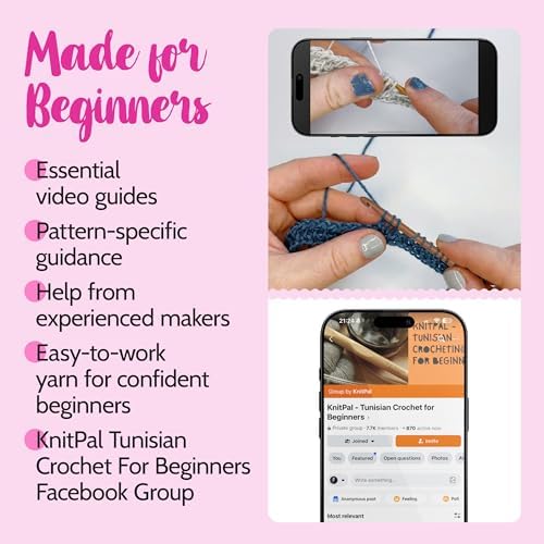 KnitPal Tunisian Crochet Dishcloth Kit for Beginners - Jean Blue + Sky Blue - Image 5