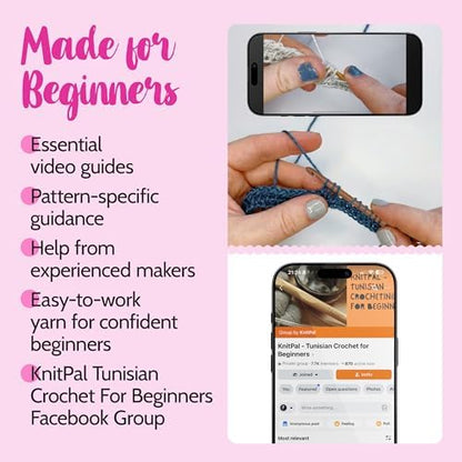 KnitPal Tunisian Crochet Dishcloth Kit for Beginners - Jean Blue + Sky Blue - Image 5