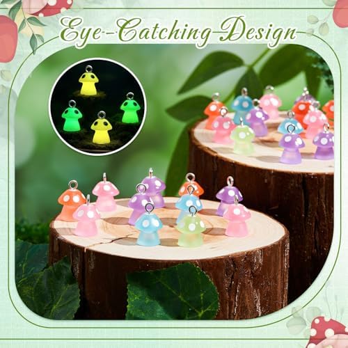 Jetec 50 Pieces DIY Mushroom Resin Charm Pendant Jewelry Finding Charm DIY Decor Making Resin for Women Bracelet Necklace Earrings Keychain Craft - Image 3