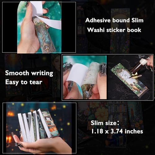 Aromoty Slim 6 Set 300Pcs Magic Washi Stickers Book Junk Journal Supplies - Image 3