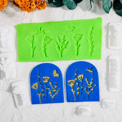 Xaekicr Polymer Clay Molds Nature Garden Set – 7PCS Botanical and Insect Texture Clay Molds for Polymer Clay Jewelry, Floral Clay Tools for Earrings, Crafts and Nature-Inspired Designs - Image 4