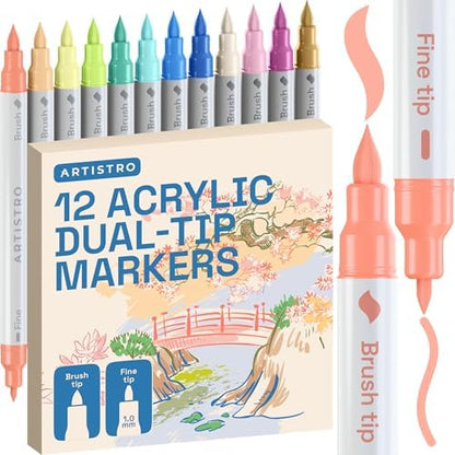 ARTISTRO 12 Pastel Dual-Tip Acrylic Paint Marker Pens for Drawing by ARTISTRO