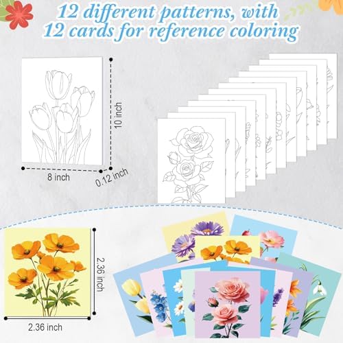 Ctosree 12 Sets Pre Drawn Canvas Kit for Painting,Vivid Flower,8 x 10 in - Image 3