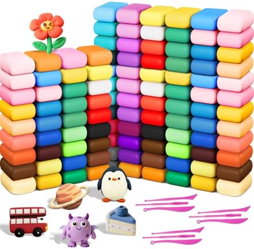 108 PCs Air Dry Clay Kit for Kids Age 3-12 with 9 Sculpting Tools 36 Colors by Cocurb