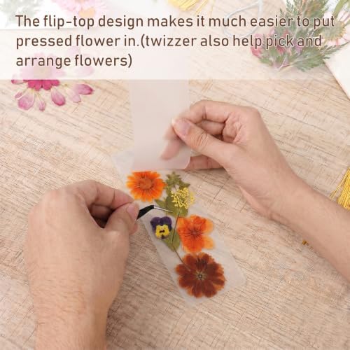 182 Pcs Pressed Flower Bookmark Making Kit, 30 Laminating Pouches with 120 Dried Flowers, 30 Tassels, Tweezer and Punch, Party DIY Crafts Bookmark for Reading Women Kids - Image 7